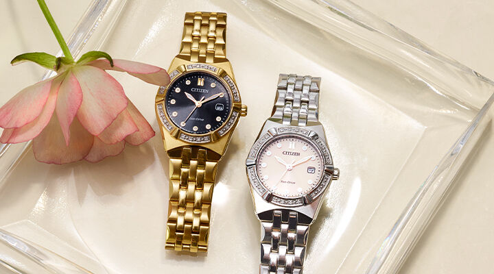 Image featuring two Corso Diamond watches in a tray. Featuring watch models EW2710-51X and EW2712-55E 