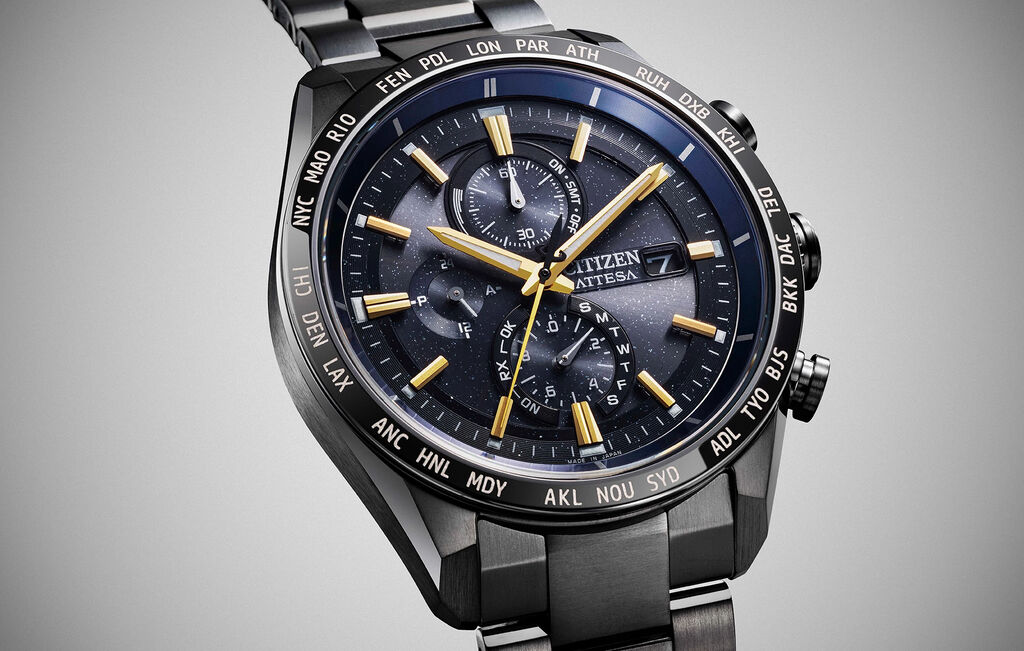 Image of ATTESA JAXA watch model AT8289-67E showing detail of the watch face